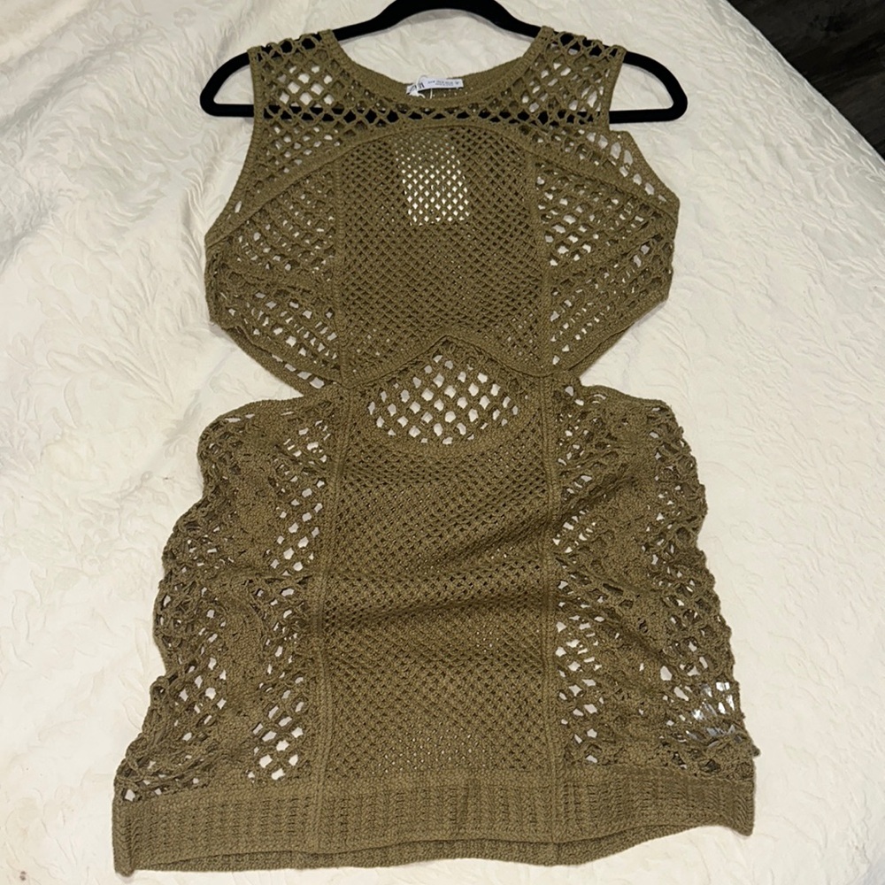Zara Crochet Cut-Out Mini Dress